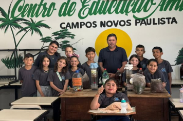 Projeto Compostagem e Educação Ambiental recebem alunos da Escola Municipal Prof.ª Viviana Lúcia de Moraes Franco