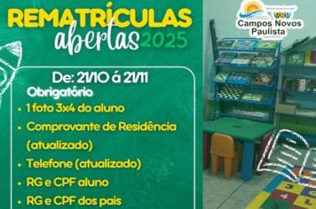 Rematrículas Abertas para 2025