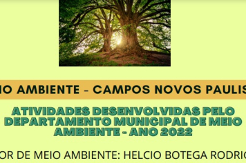 Atividades desenvolvidas pelo Departamento Municipal de Meio Ambiete - ano 2022