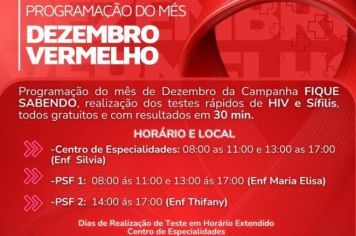 Programação do mês Dezembro Vermelho