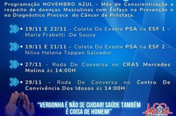 Programação do mês Novembro Azul 