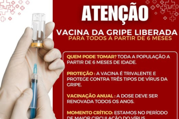 Vacinação contra a Gripe Liberada para Toda a População!