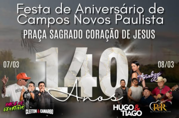 Grande Festa de 140 Anos de Campos Novos Paulista! 