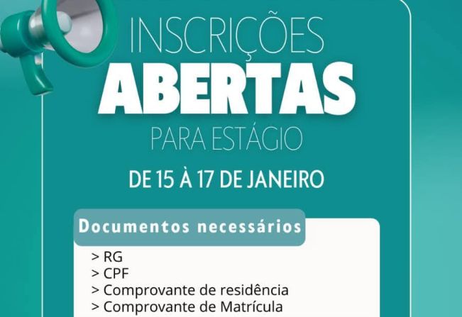 Inscrições Abertas para Estágio
