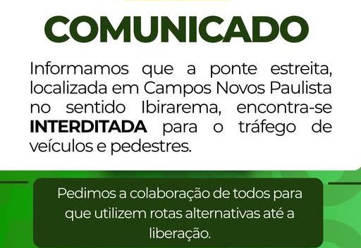Ponte Interditada no Sentido Ibirarema
