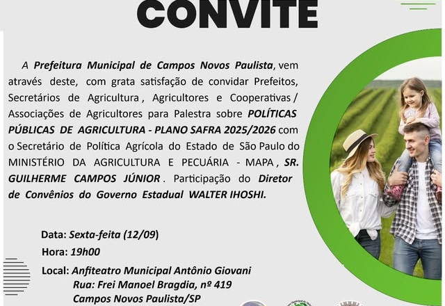 Palestra sobre Políticas Públicas de Agricultura – Plano Safra 2025/2026