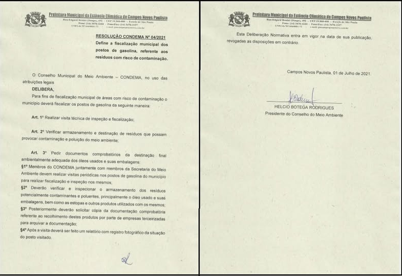 Deliberação 04 do COMDEMA – Fiscalização Ambiental em Postos de Combustíveis