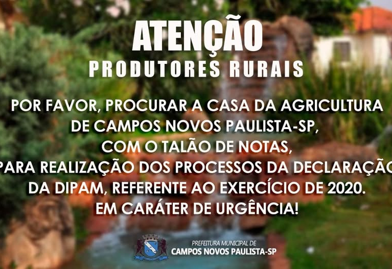 Comunicado Oficial aos Produtores Rurais