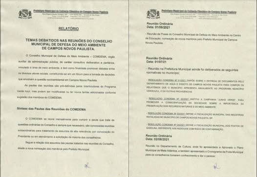 Publicação do Relatório de Atividades do COMDEMA – Junho a Setembro de 2021