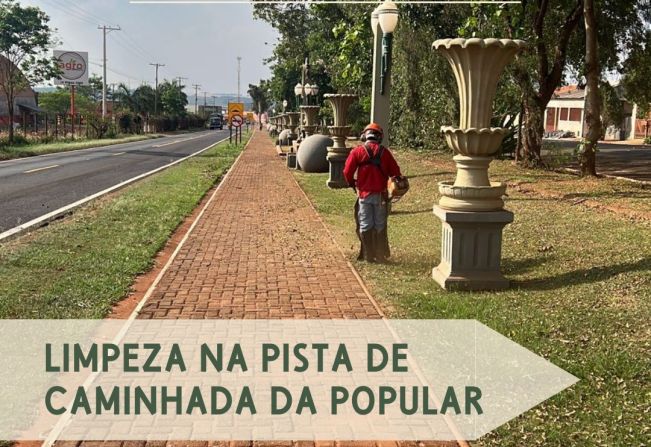 Limpeza na pista de caminhada da popular